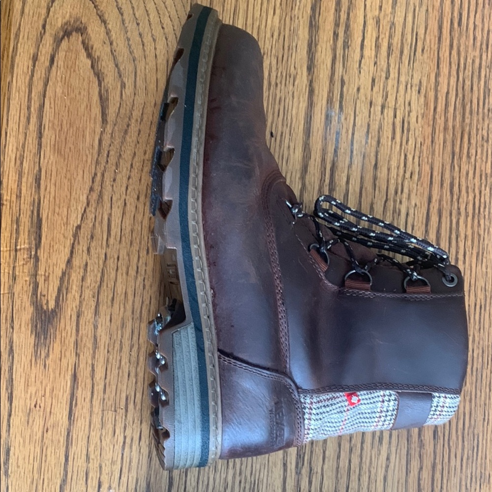 NEX GRIP Brown Leather Lace/Zip Winter Boots with ice grips